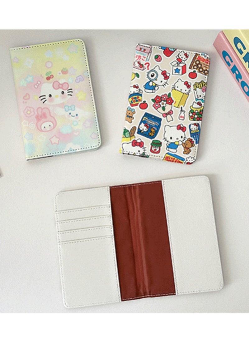 Generic Passport Holder Multifunctional Card Holder Passport Protector Id Storage Bag Girls And Boys Card Holder Pu Leather Travel Id Holder, Travel Card Holder (KT Cat)  - Image 3