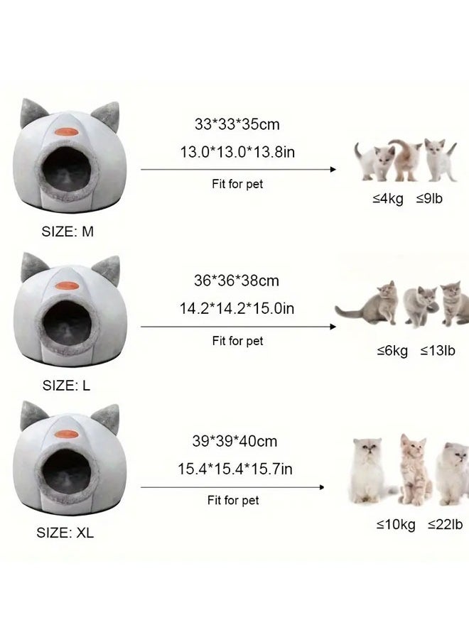 Generic Cat Cave Bed Self-Warming Comfortable Cat Bed Tent with Non-Slip Bottom 2 in 1 Semi-Enclosed Cat Cave Nest Sleeping Bed for Cat and Small Dogs (XL)  - Image 2