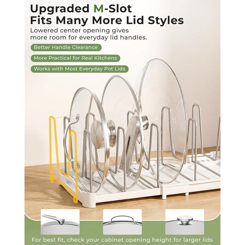 EVERIE Adjustable Bakeware Organizer Pot Lid Holder Rack for Pots, Cake Molds, Cutting Boards, Mats, Cookware, GS02SS, 7.7'' Deep by 12.6'' to 21.5'' Wide - Image 3