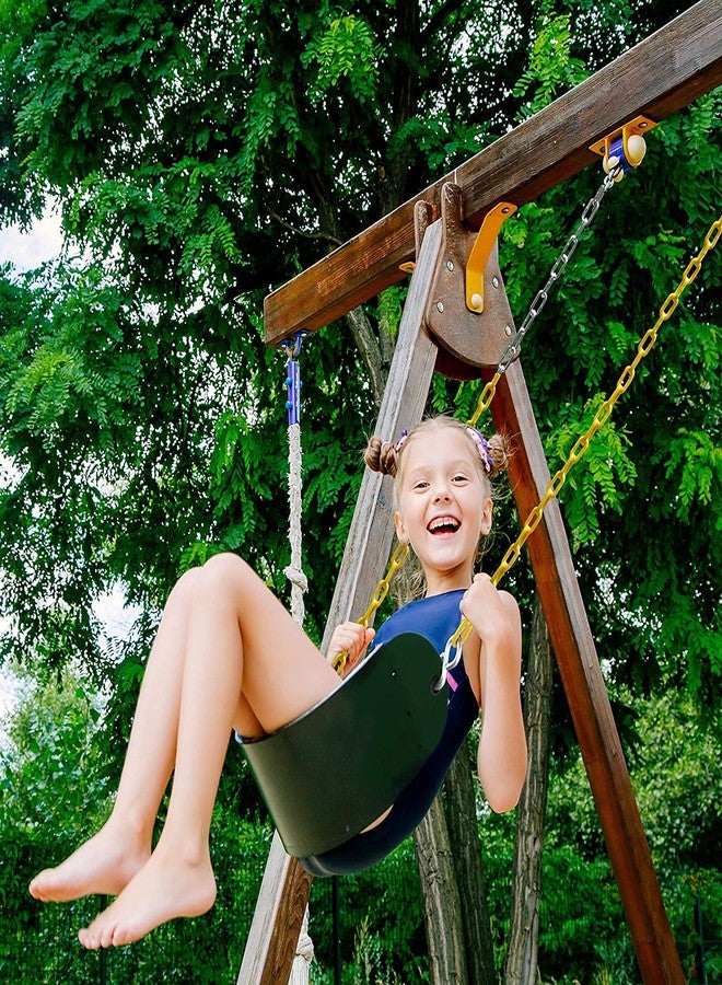 IRIS Heavy Duty Swing Seat with Plastic Coated 60" Chain - Playground Swing Seat and Carabiners for Easy Installation, Support 440 lbs (Dark Green) - Image 3