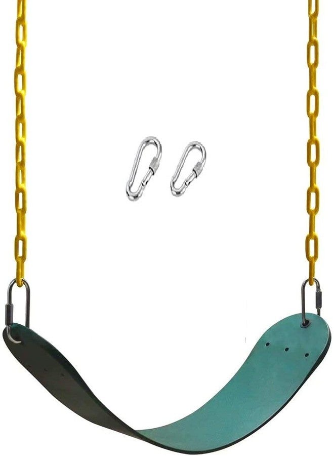 IRIS Heavy Duty Swing Seat with Plastic Coated 60" Chain - Playground Swing Seat and Carabiners for Easy Installation, Support 440 lbs (Dark Green) - Image 1