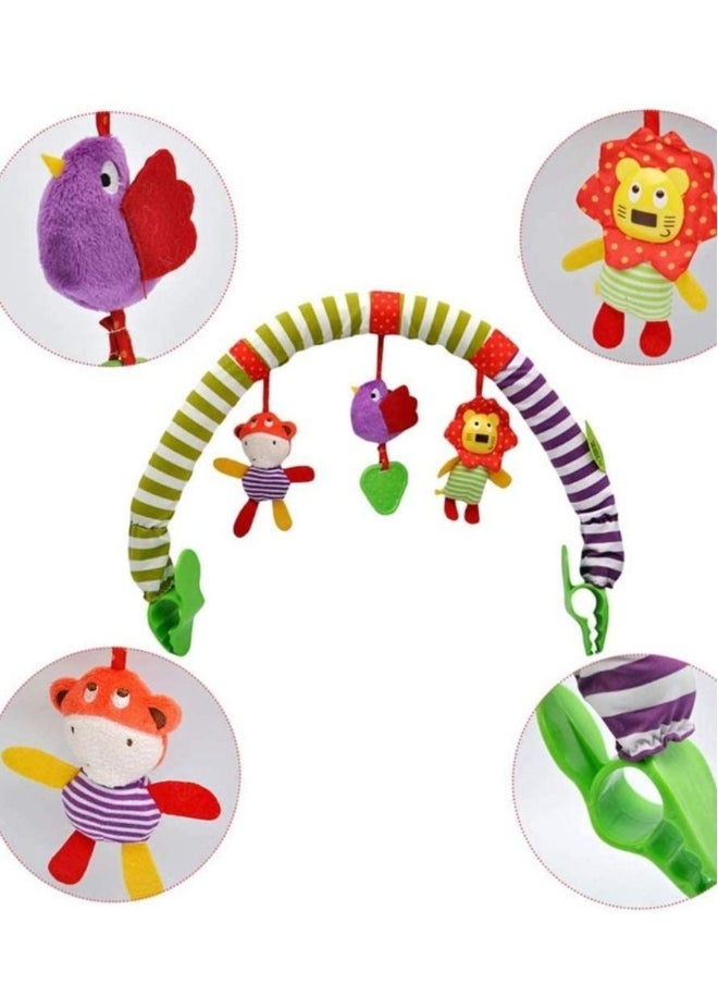 Generic - Baby Infant Kid Toy Soft Plush Stroller Clip Bed Crib Pram Hanging Animals Zebra Lion Monkey Arch Squeak Rattle Teether Activity Bar with - Image 1