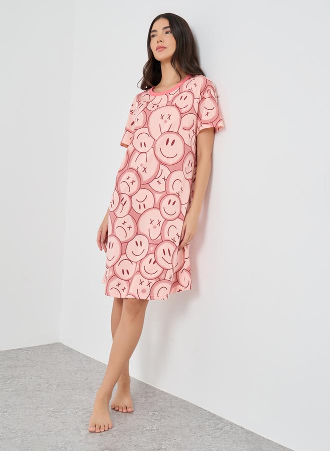 Take Two Take Two All-Over Printed Short Sleeve Nightdress  - Image 2