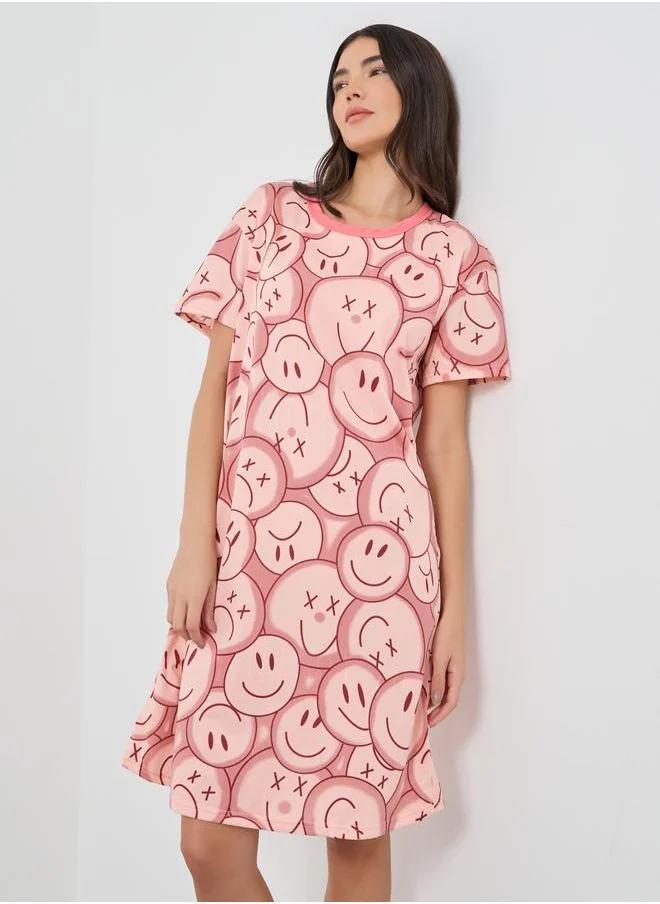 تايك تو Take Two All-Over Printed Short Sleeve Nightdress