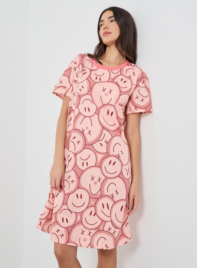 Take Two Take Two All-Over Printed Short Sleeve Nightdress  - Image 1
