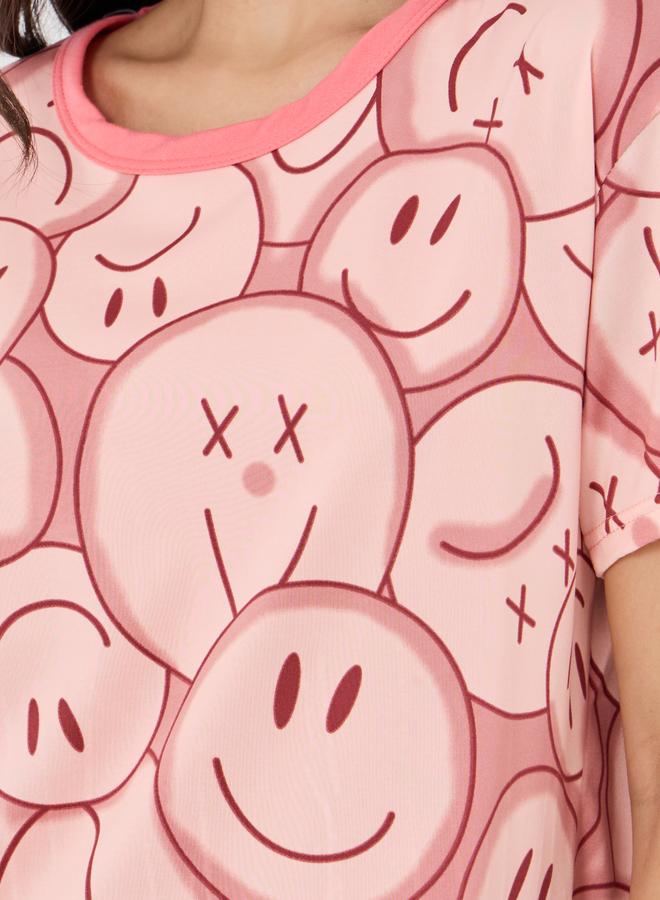 Take Two Take Two All-Over Printed Short Sleeve Nightdress  - Image 3
