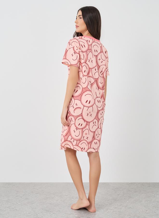 Take Two Take Two All-Over Printed Short Sleeve Nightdress  - Image 4