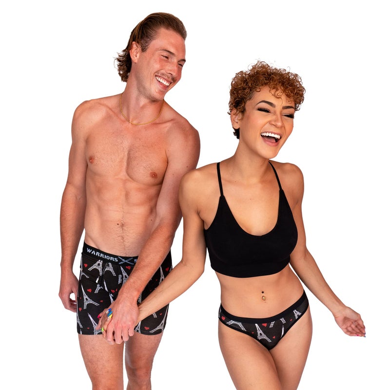 Warriors & Scholars W&S Matching Underwear for Couples - Couples Matching Undies, Paris, Boxer Briefs, Medium - Image 1