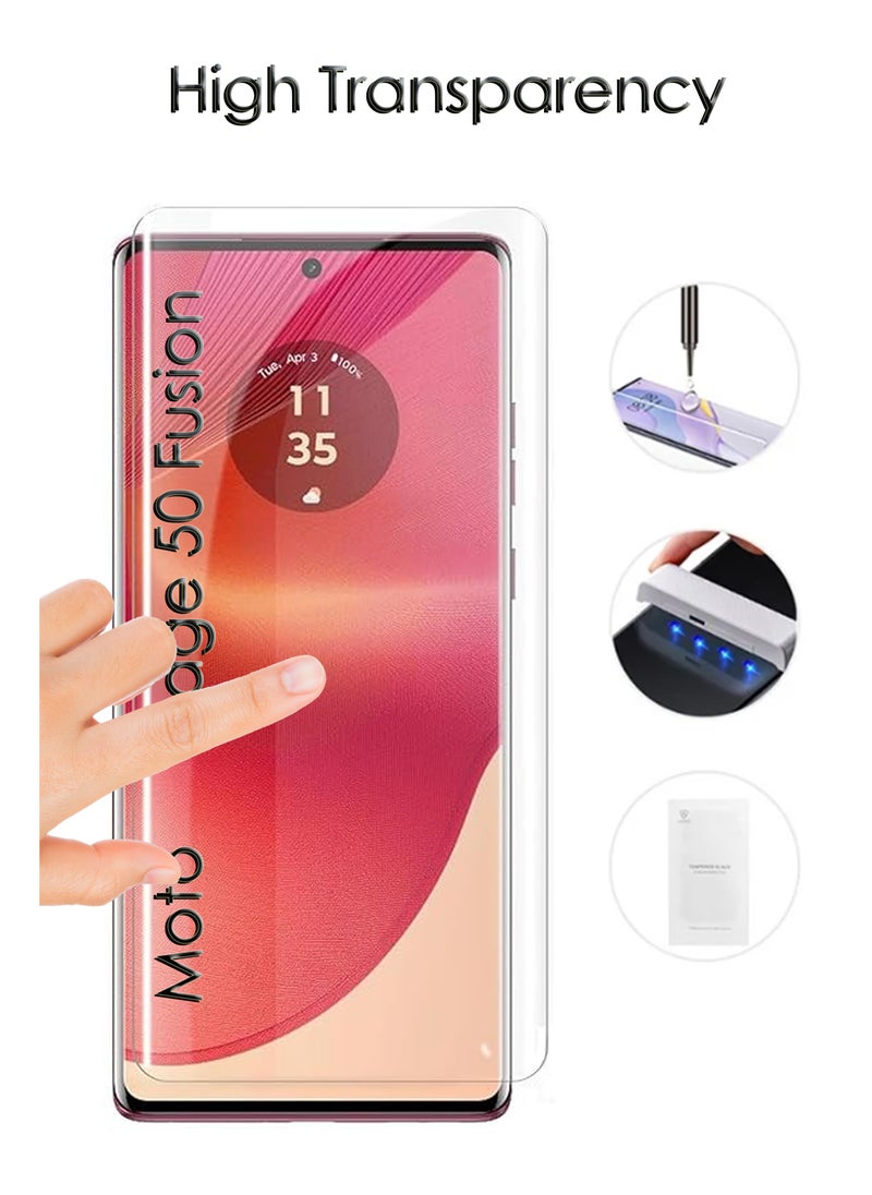 Moto Edge 50 Fusion - UV Liquid Glue Full Curved Coverage Tempered Glass Screen Protector