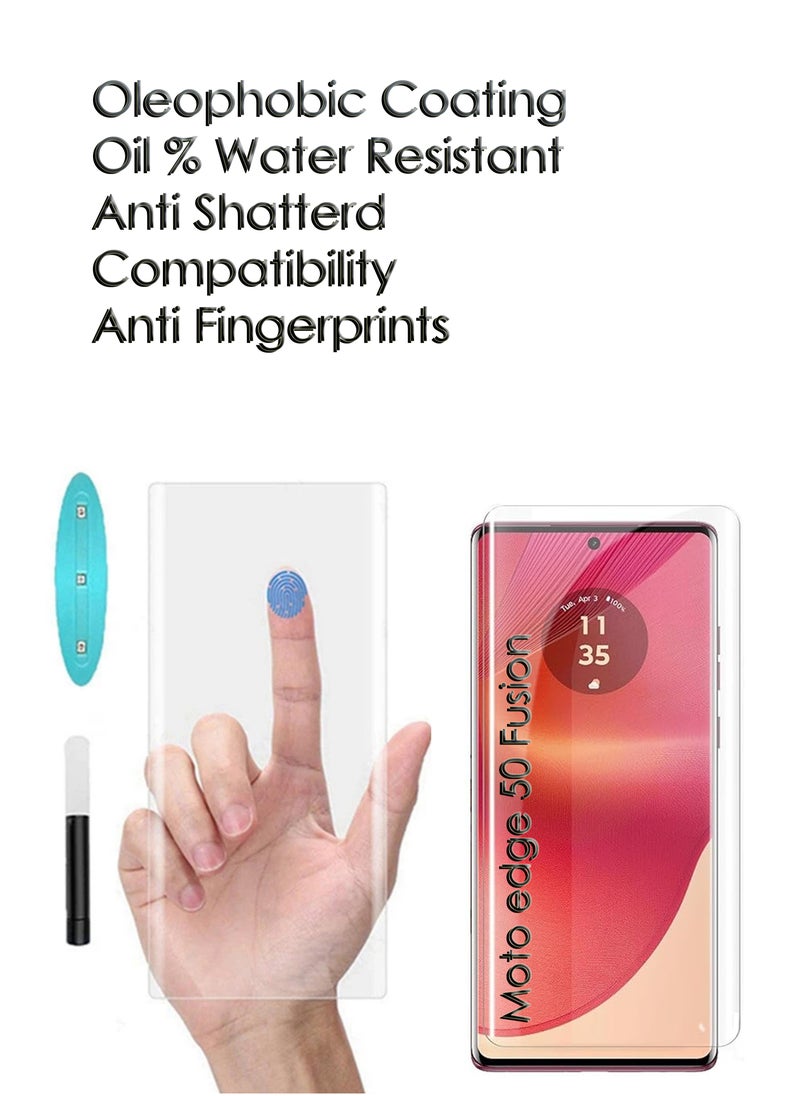 Moto Edge 50 Fusion - UV Liquid Glue Full Curved Coverage Tempered Glass Screen Protector
