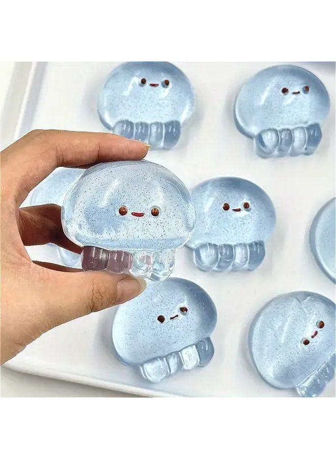 Blue Jellyfish Squeeze Toy Taba Novelty Pinch Stress Relief Textured Crackle Design Gift - Image 1