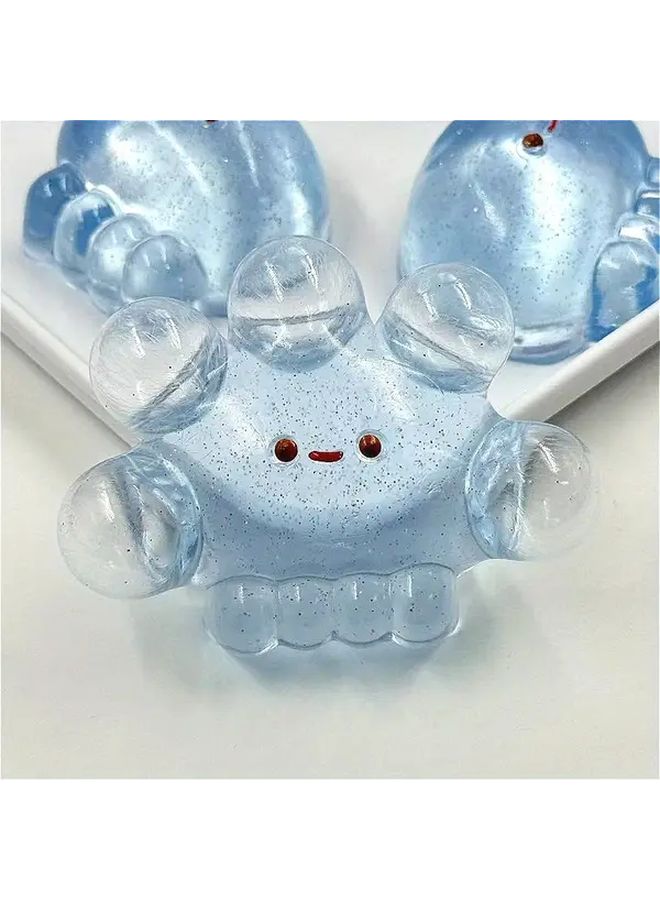 Blue Jellyfish Squeeze Toy Taba Novelty Pinch Stress Relief Textured Crackle Design Gift - Image 4