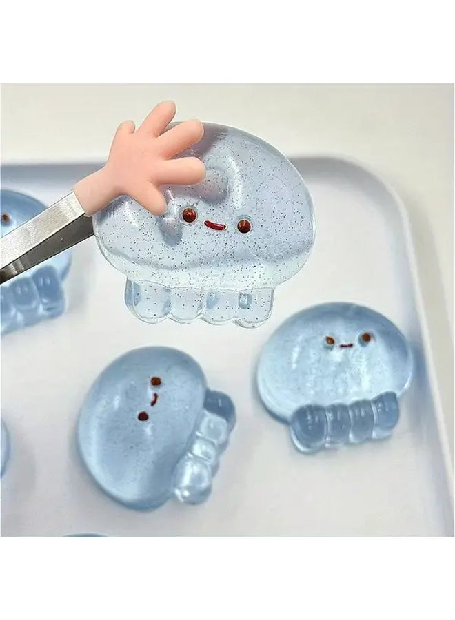 Blue Jellyfish Squeeze Toy Taba Novelty Pinch Stress Relief Textured Crackle Design Gift - Image 3