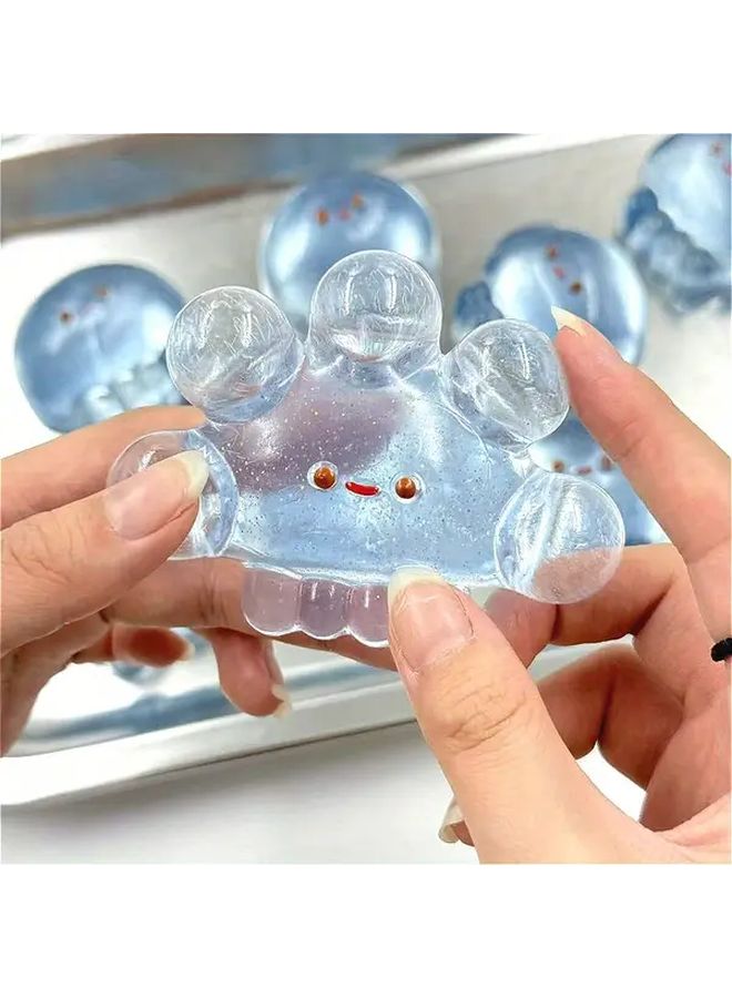 Blue Jellyfish Squeeze Toy Taba Novelty Pinch Stress Relief Textured Crackle Design Gift - Image 5