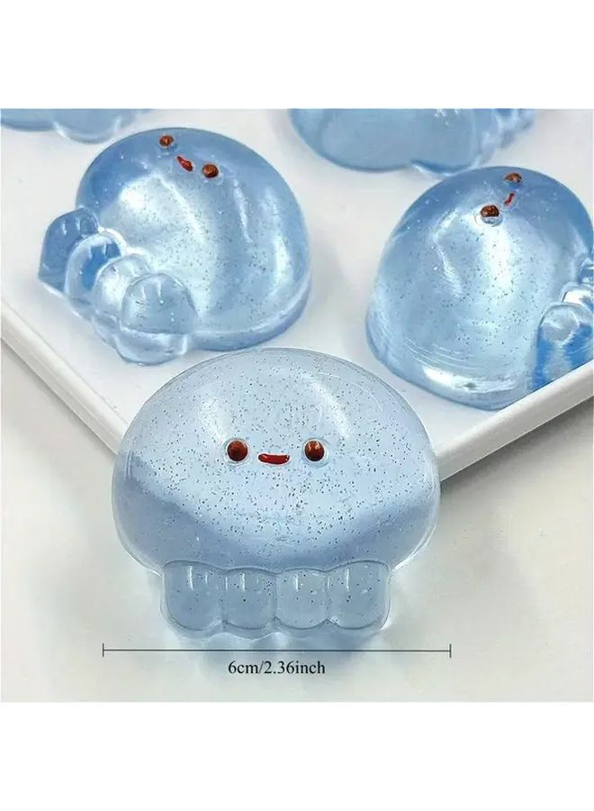 Blue Jellyfish Squeeze Toy Taba Novelty Pinch Stress Relief Textured Crackle Design Gift - Image 2
