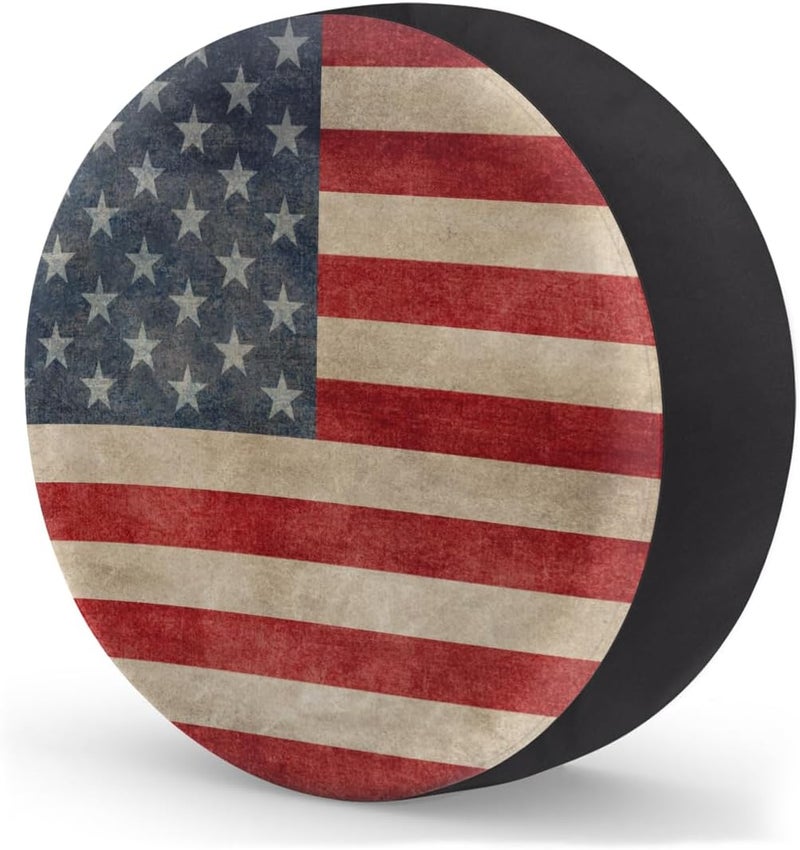 cfpolar Spare Tire Cover for RV Trailer,Vintage American Flag Waterproof Sun Leather Wheel Cover,Camper Spare Tire Covers Fit for Jeep Travel Trailer SUV Truck Accessories (14 in for Diameter 25” - 27”),F-6 - Image 2