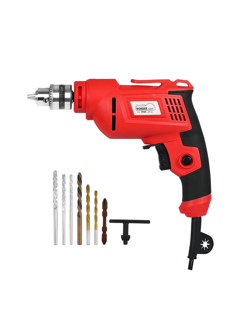 Wonder Cut - WONDERCUT Electric Drill WCEDRF10R7 550W Copper Armature 2800 RPM Chuck 10 mm ForwardReverse for Wood Metal Work with Variable Speed Control With 7 Bits - Image 1
