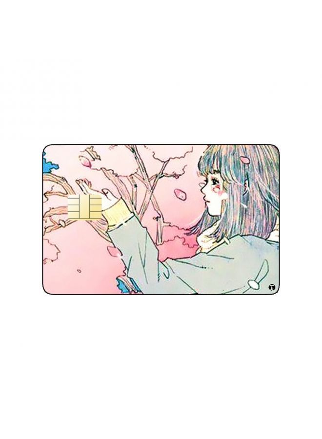 RKN PRINTED BANK CARD STICKER Cute Girl Drawing With Umbrella - Image 1