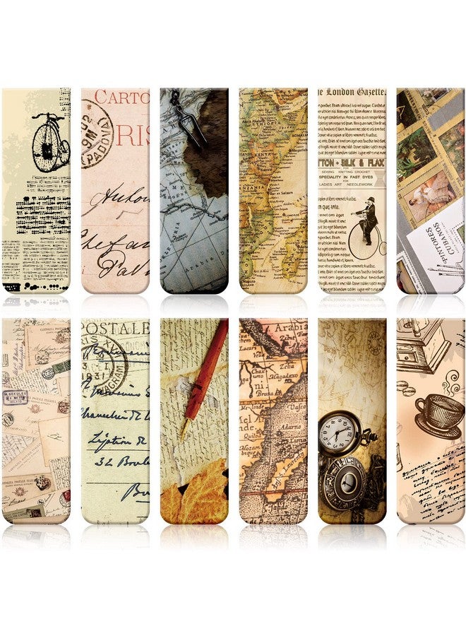 Tenare 12 Pieces Vintage Style Magnetic Bookmarks Assorted Colors Magnet Page Markers Magnetic Reading Bookmarks Page Clip Markers For Students Reader Bookworm Home School Office Supplies 12 Designs - Image 2