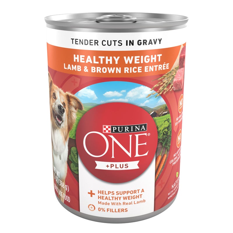 Purina ONE Plus Tender Cuts in Gravy Healthy Weight Lamb and Brown Rice Entree in Wet Dog Food Gravy - (Pack of 12) 13 oz. Cans - Image 1