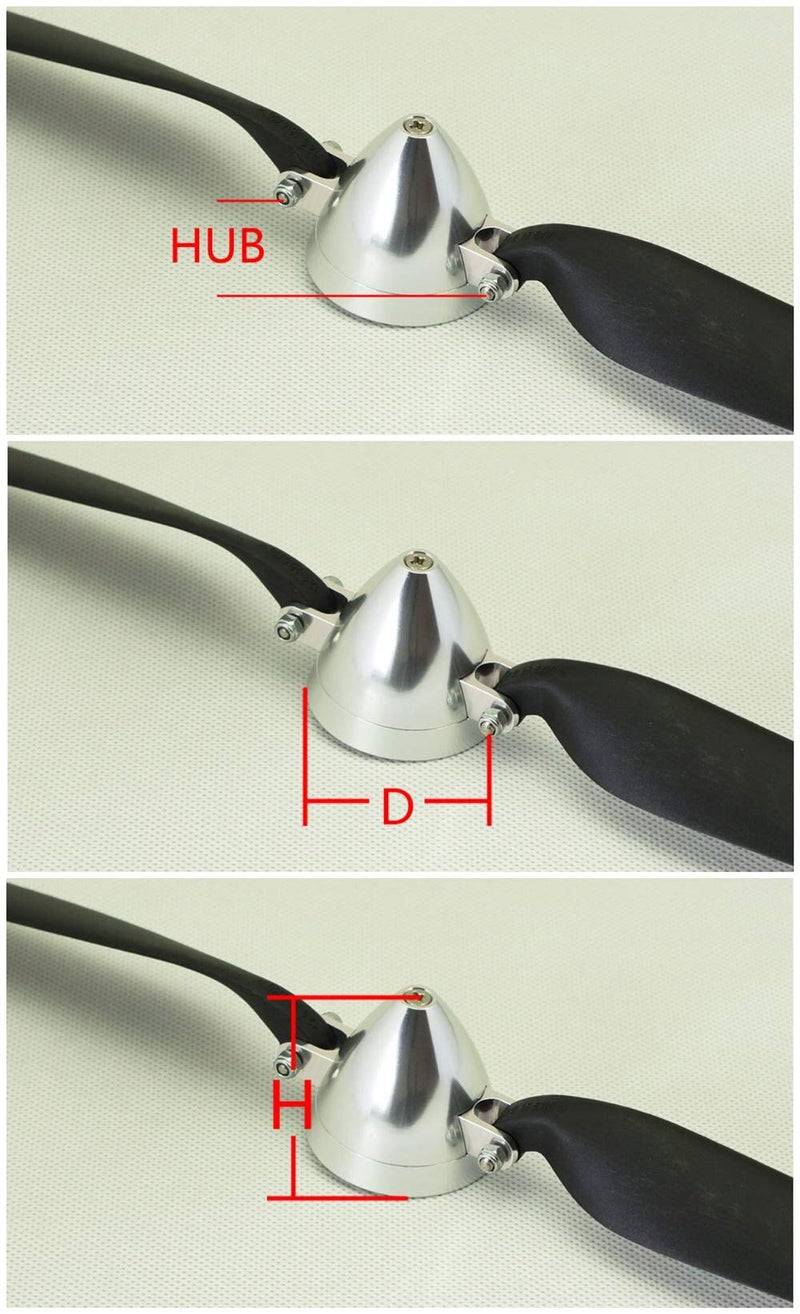Viloga RC Plane Folding Propeller 10×6 inch w/Spinner Size D33×H30mm, and Motor Shaft Diameter φ3.17 with CNC Aluminum Alloy Spinner (10×6, Shaft Φ3.17) - Image 2