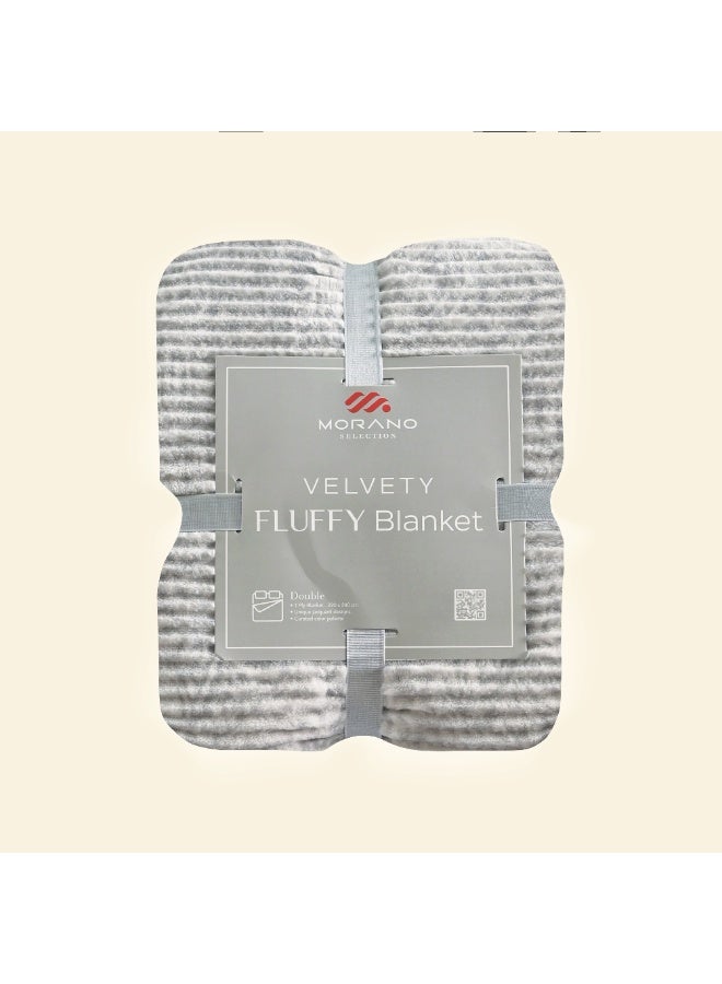 Morano Fluffy Blanket Printed Model 220X240Cm Ultra Soft Polyester Lightweight Cozy Warm Throw Textured Stripe Design Sofa Bed Cover Comfortable Fleece Winter Blanket, for Home and Bedding - Image 1