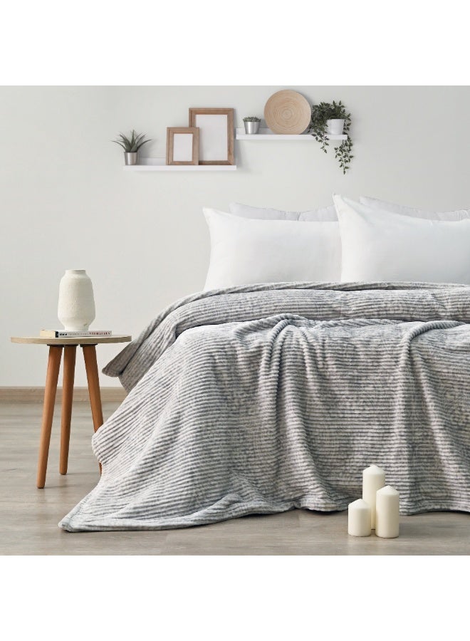 Morano Fluffy Blanket Printed Model 220X240Cm Ultra Soft Polyester Lightweight Cozy Warm Throw Textured Stripe Design Sofa Bed Cover Comfortable Fleece Winter Blanket, for Home and Bedding - Image 2