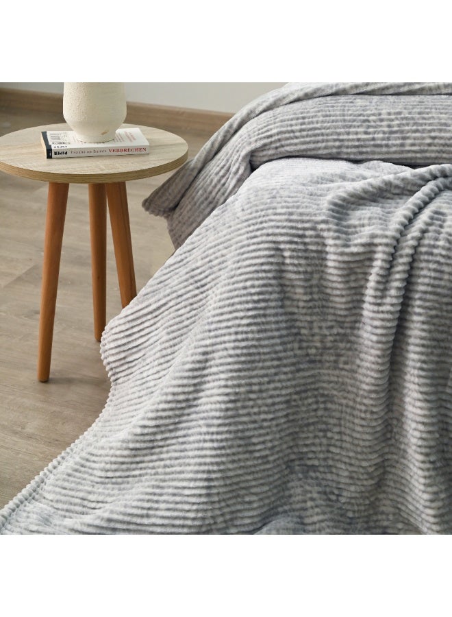 Morano Fluffy Blanket Printed Model 220X240Cm Ultra Soft Polyester Lightweight Cozy Warm Throw Textured Stripe Design Sofa Bed Cover Comfortable Fleece Winter Blanket, for Home and Bedding - Image 3