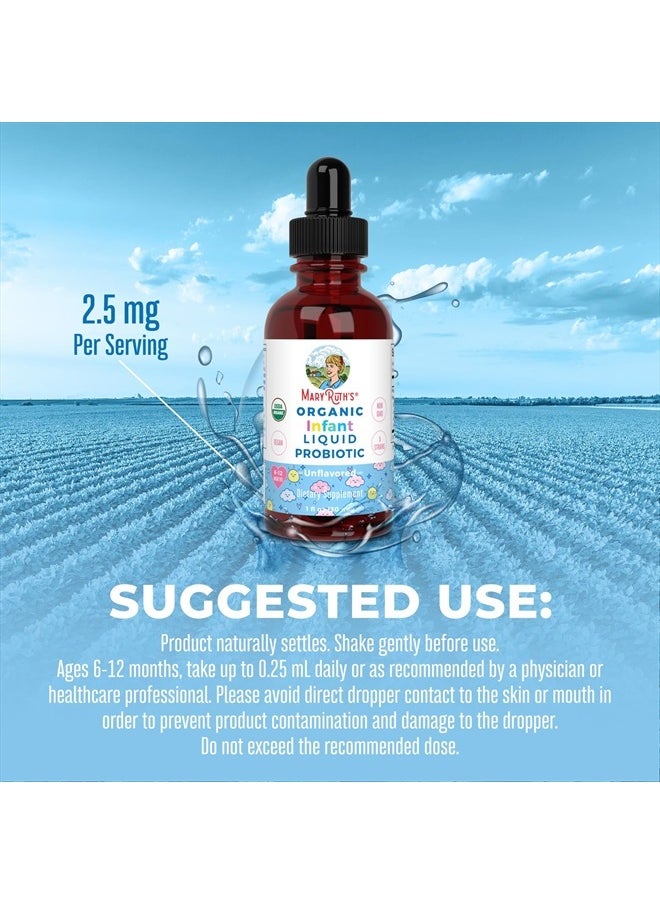 MaryRuth Organics - USDA Organic Infant Liquid Probiotic Drops by MaryRuth's | Baby Essentials | Probiotics for Infants | Baby Probiotic Drops | Proprietary Probiotic Blend | Vegan | Non GMO | 125 Servings - Image 1