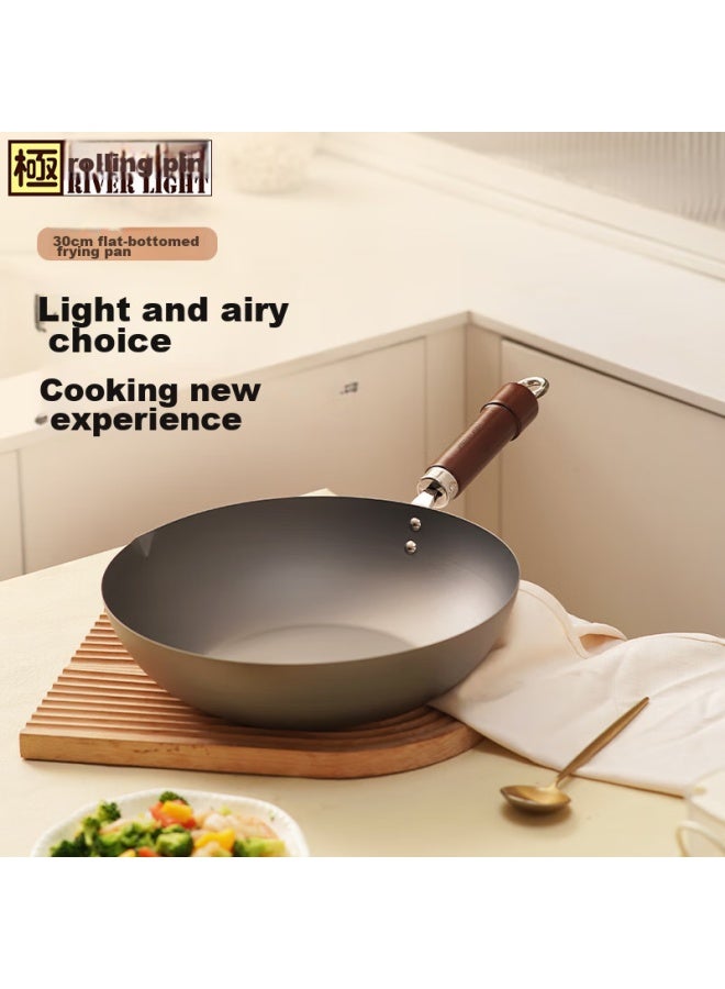 River Light Imported Wok 30cm, Seasoned Iron Pan, Non-coated Lightweight Stir-fry Pan, Compatible With Induction And Gas Stoves - Image 1