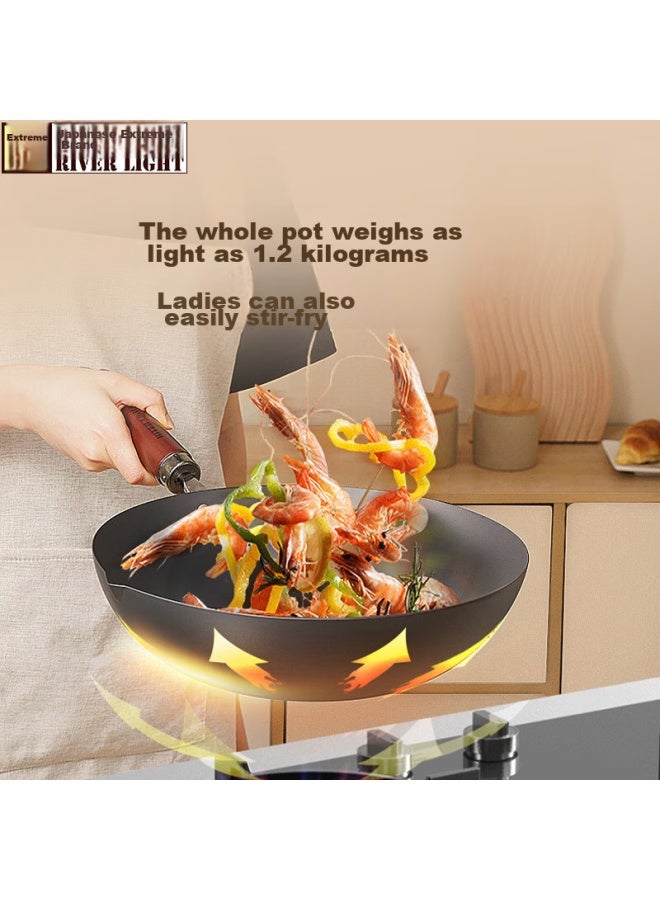 River Light Imported Wok 30cm, Seasoned Iron Pan, Non-coated Lightweight Stir-fry Pan, Compatible With Induction And Gas Stoves - Image 4