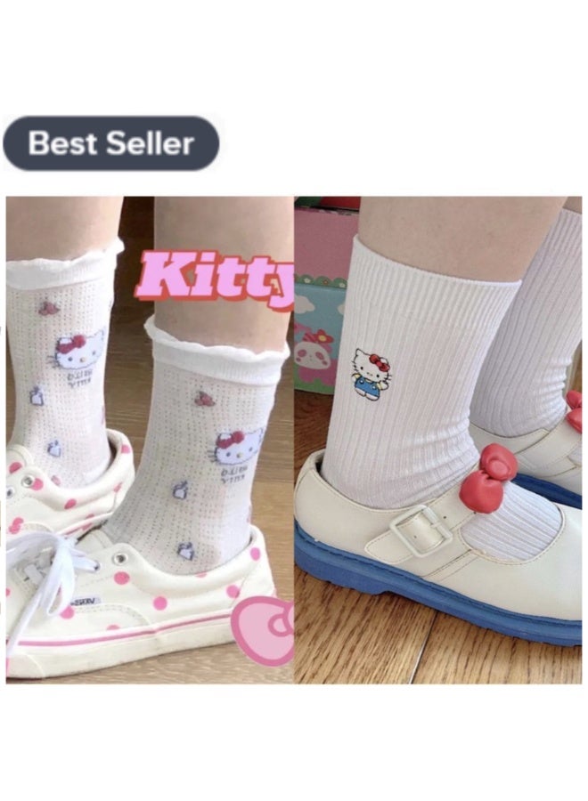 هالو كيتي طقم جوارب نسائية، 3 أزواج، مقاس واحد يناسب الجميع - Image 1