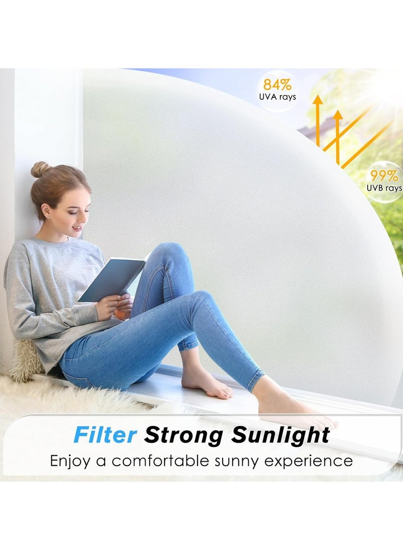 Dominy Window Film Privacy Film Frosted Decorative No Glue Self Static Cling Anti UV Removable for Home Living Room Bedroom Bathroom Kitchen Office (60cm x 300 cm)  - Image 2