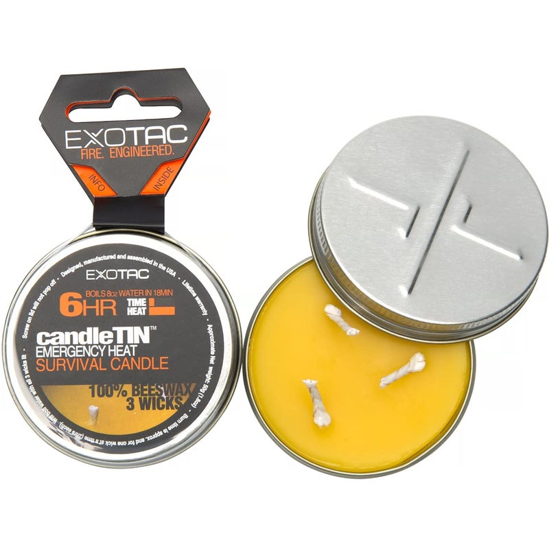 EXOTAC - candleTIN Small Hot Burn Beeswax Wax Candle for Emergency Survival - Image 3