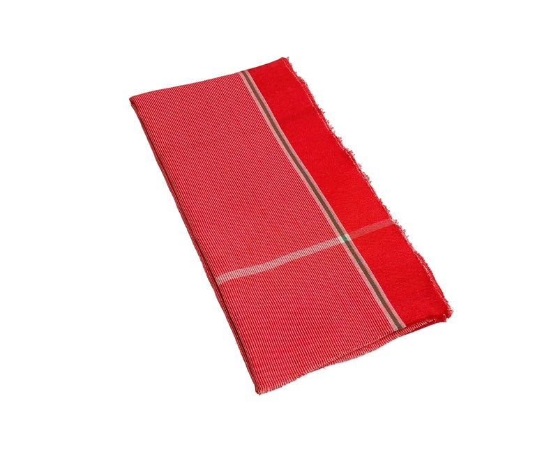 JETHIYA 100 Cotton Red Gamcha Towel Suitable for Puja Religious Functions Lal Rang Pooja Gamcha Soft Light Quick Drying 8x4 Attached Piece Pack of Total 32 Piece 32 Size 24x48 Inch - Image 1