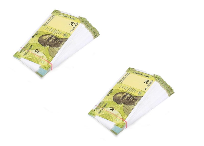 LASERBOT NAKLI Currency (Number 20 KI Bundle 100 X 2=200 pcs) for Kids Denomination Learning Money Artificial Playing Currency, Learn Money Skills, Fake Money, Dummy Note- Multi Color (200pcs) (Number -20) - Image 1
