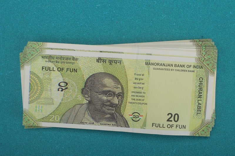 LASERBOT NAKLI Currency (Number 20 KI Bundle 100 X 2=200 pcs) for Kids Denomination Learning Money Artificial Playing Currency, Learn Money Skills, Fake Money, Dummy Note- Multi Color (200pcs) (Number -20) - Image 3