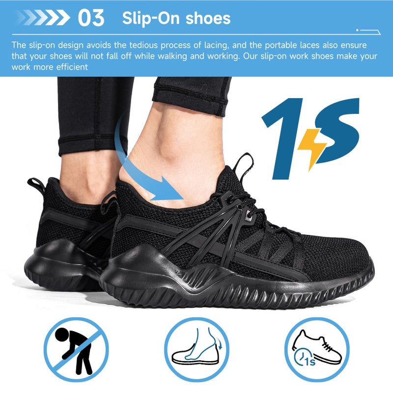 Tinefiy Steel Toe Shoes for Women Lightweight Comfortable Slip Resistant Safety Work Sneakers Composite Toe Indestructible Shoe Size 6.5 - Image 4