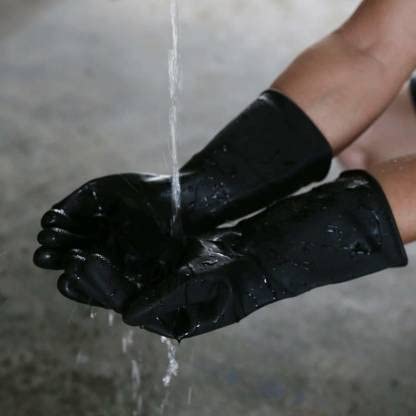 Ekon Combo of 3 Latex Non Slip Multipurpose Heavy Duty Reusable Safety Rubber Hand Gloves For Chemical Resistance Protective Lab Gardening Industrial Building Construction Agriculture Work Men Black - Image 4