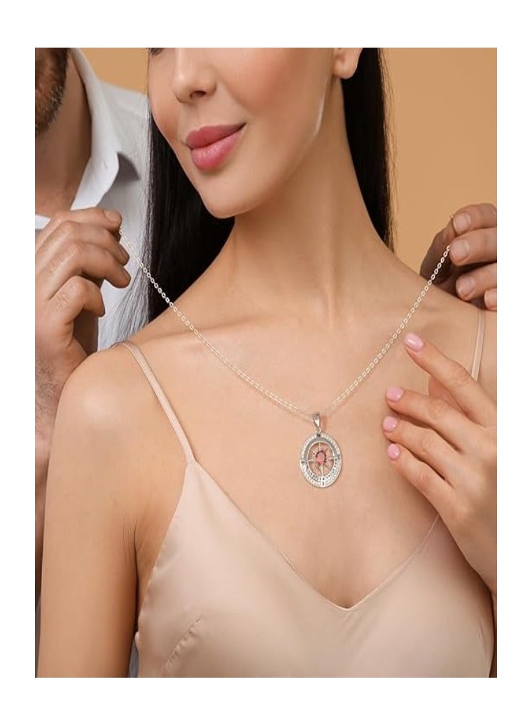 Compass Necklace Gifts for Women wife - S925 Sterling Silver Birthstone Necklaces for Women - Anniversary Birthday Gifts for Her Wife Girlfriend - Valentines Day Mom Mother’s Day  Gifts