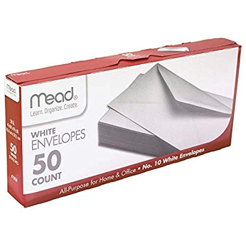 Mead #10 Envelopes, Letter Size, 4-1/8" x 9-1/2", Gummed Closure, White All-Purpose for Home & Office Mail, 50 Count (75050) - Image 3