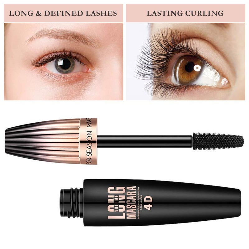 Bieyoc 4D Silk Fiber Lash Mascara- Waterproof Mascara Black Volume and Length, Easily to Create Amazing Lashes for Thicker, Long Lasting and Curly Eyelashes - Image 2