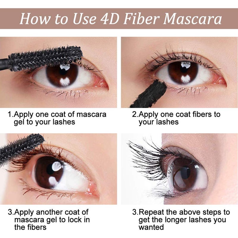 Bieyoc 4D Silk Fiber Lash Mascara- Waterproof Mascara Black Volume and Length, Easily to Create Amazing Lashes for Thicker, Long Lasting and Curly Eyelashes - Image 5