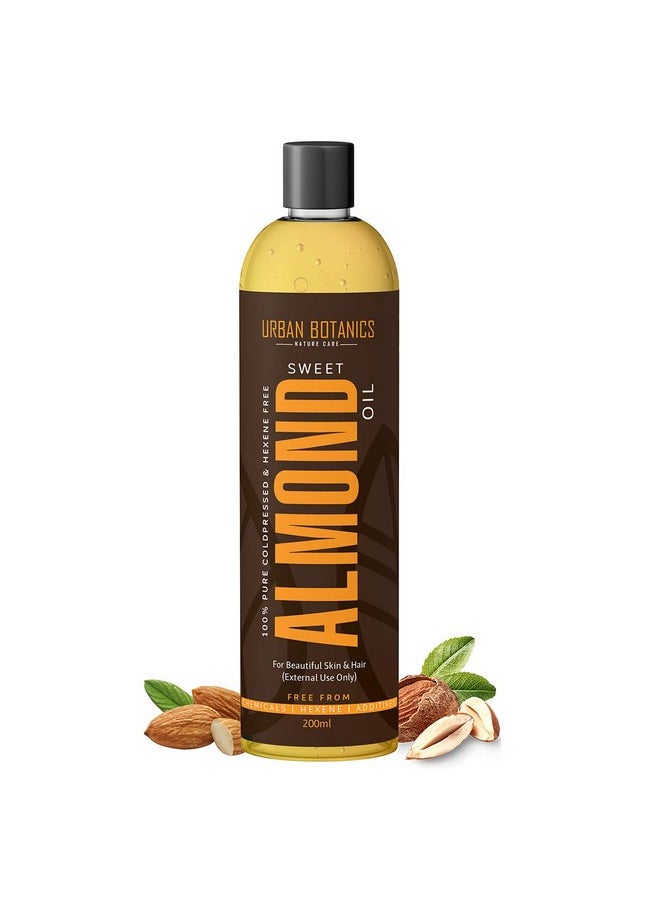 UrbanBotanics ® Pure Cold Pressed Sweet Almond Oil For Hair And Skin, 200Ml ( Odorless )  - Image 1