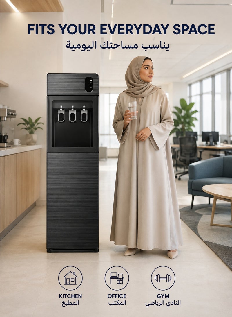والالا موزع مياه عمودي أوتوماتيكي، تبريد ذكي، مبرد مياه تحميل سفلي، 3 إعدادات لدرجة الحرارة، يتضمن شاشة LED ومنبه زجاجة فارغة، آلة شاي أوتوماتيكية فاخرة للمكاتب - Image 3