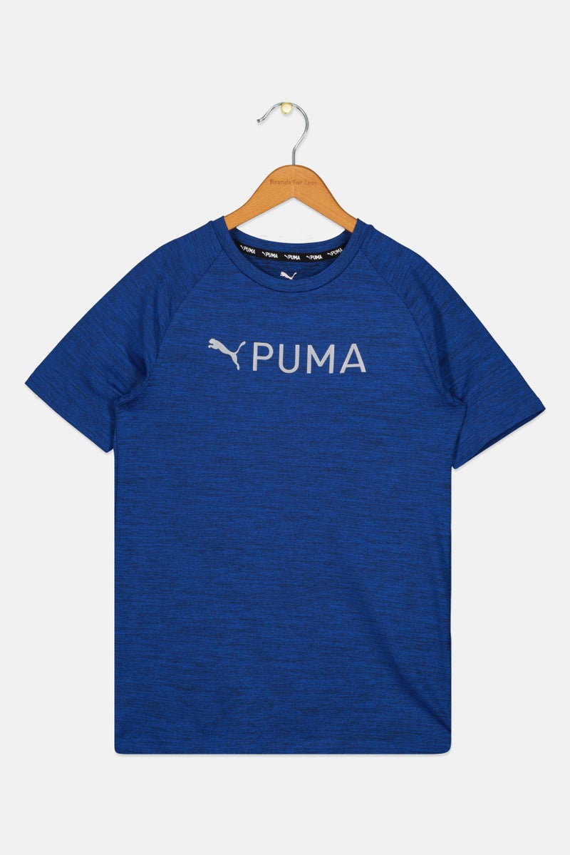 PUMA Kids Boy Sportswear Fit Short Sleeve Training T-Shirt, Heather Blue - Image 3