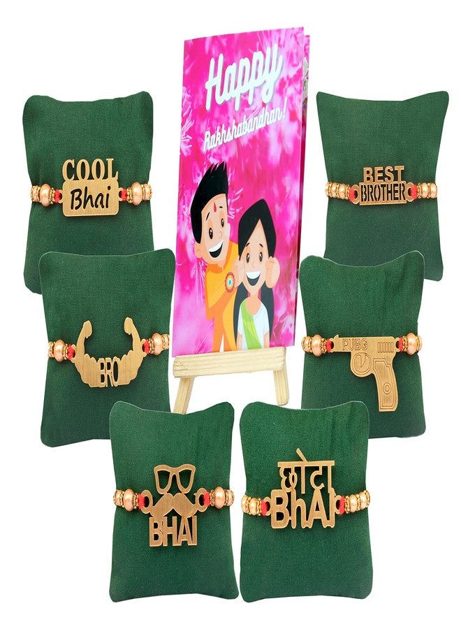 CLUZE Quirky Designer Rakhi for Brother set of 6 with Rakshabandhan Greeting Crad Gift - Kids Rakhi Combo - Image 1