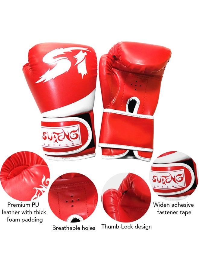 SUTENG Children Boxing Gloves Kids Kick Boxing Training Gloves Youth Muay Thai Punching Bag Mitts Boxing Practice Equipment for Punch Bag Sack Boxing Pads Age 3 to 10 Years Old - Image 3