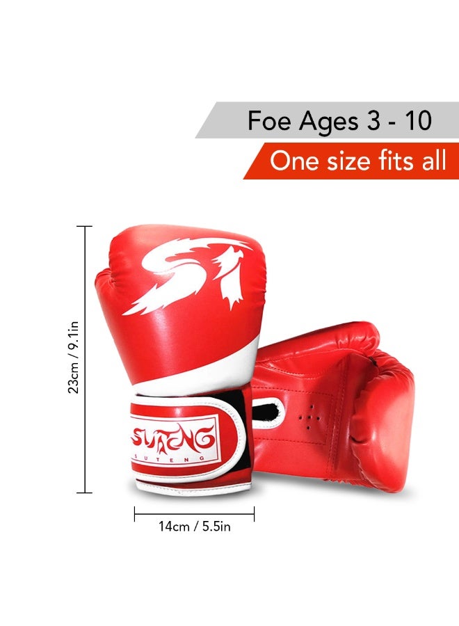 SUTENG Children Boxing Gloves Kids Kick Boxing Training Gloves Youth Muay Thai Punching Bag Mitts Boxing Practice Equipment for Punch Bag Sack Boxing Pads Age 3 to 10 Years Old - Image 2