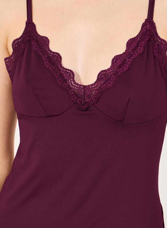 Styli Side Slit Lace Insert Slip Dress - Image 3